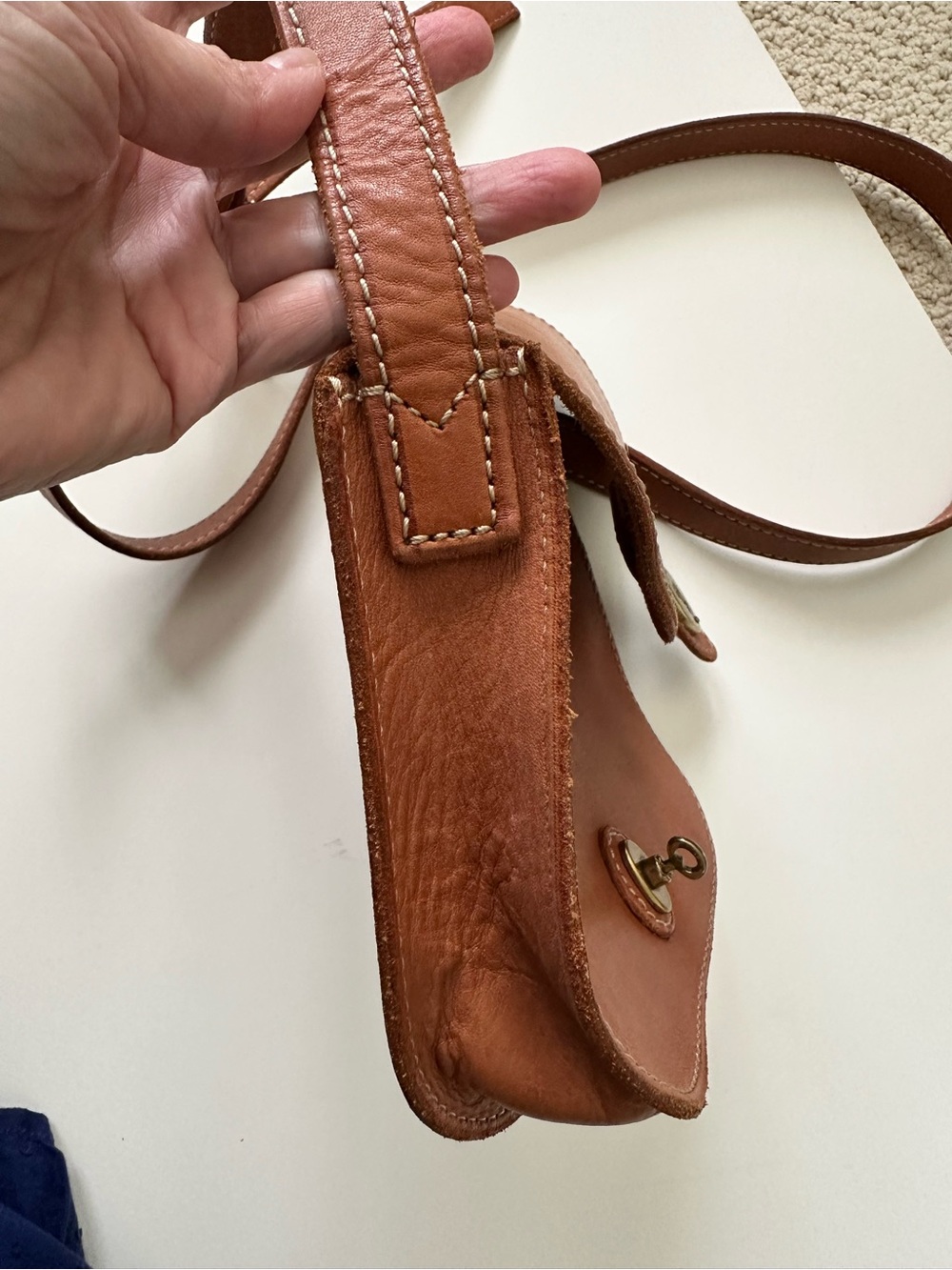 Fossil Tan Genuine Leather Crossbody Saddle Bag with Brass Hardware - Picture 6 of 6
